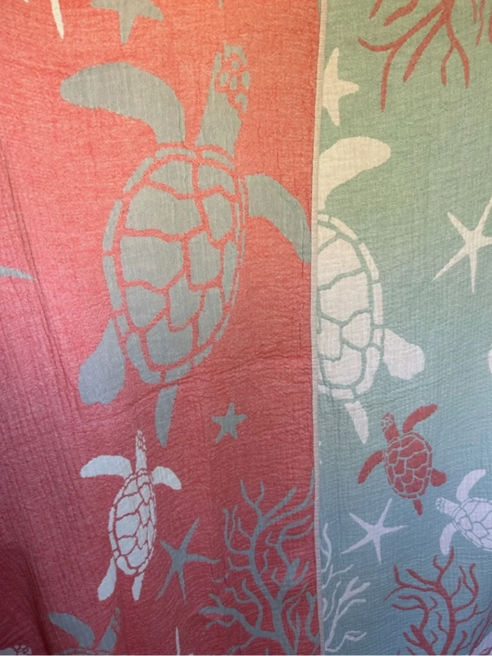 Coral Sea Turtle Beach Towel 2 Side FLiPSiDE Woven Luxury Cotton NEW